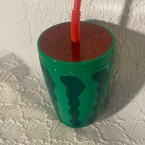 Watermelon Vibrant Green and Red Tumbler with Straw